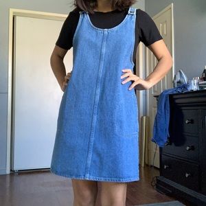 Blue denim overall dress